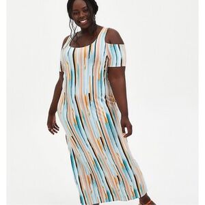 Torrid EUC Size 2 (18/20) Striped Cold Shoulder Dress, Worn Once